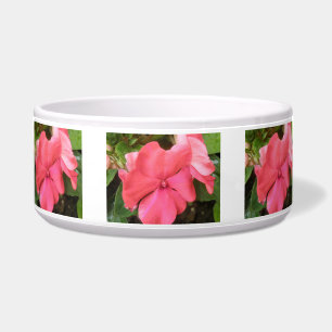 Pink Impatiens Flower Macro Dog Bowl