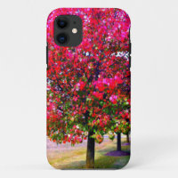 Pink impressionistic Autumn Leaves trees