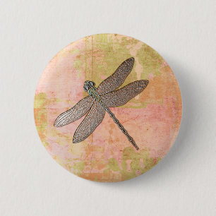 Pink Impressions Dragonfly 6 Cm Round Badge