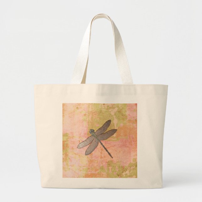 Pink Impressions Dragonfly Large Tote Bag (Front)