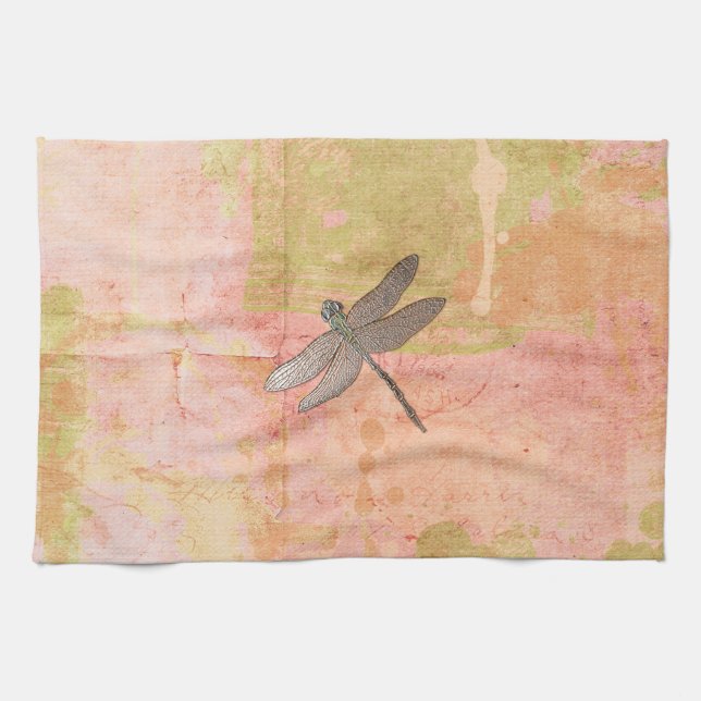 Pink Impressions Dragonfly Tea Towel (Horizontal)