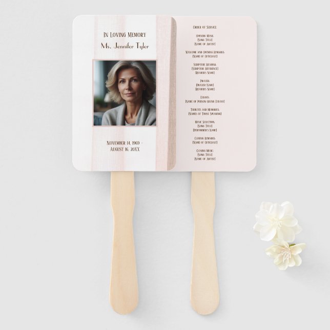 Pink In Loving Memory  Elegant Funeral Memorial Hand Fan (Front and Back)