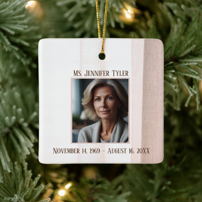 Pink In Loving Memory Funeral Memorial Ceramic Ornament (Tree)