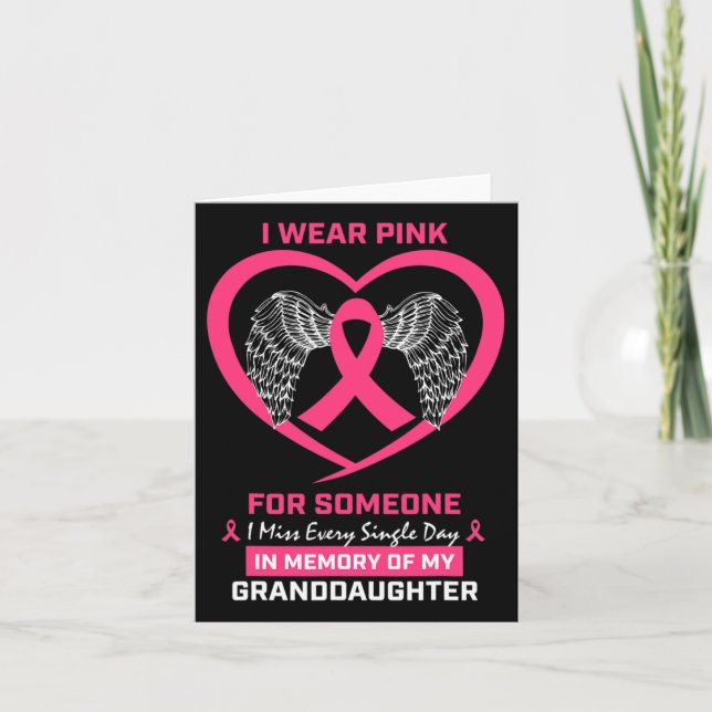 Pink In Memory Of My Granddaughter Breast Cancer A Card (Front)