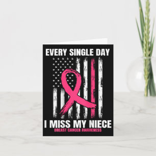 Pink In Memory Of My Niece Breast Cancer Usa Flag Card