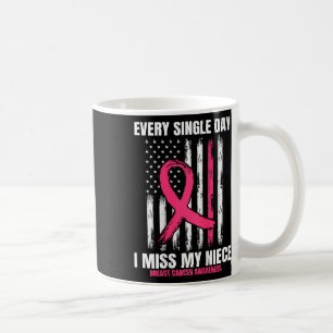 Pink In Memory Of My Niece Breast Cancer Usa Flag  Coffee Mug