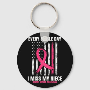 Pink In Memory Of My Niece Breast Cancer Usa Flag Key Ring