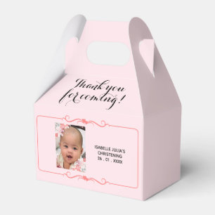 Pink in Pink THANK YOU FOR COMING! Christening Favour Box
