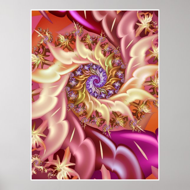 Pink infinity fractal spiral poster (Front)