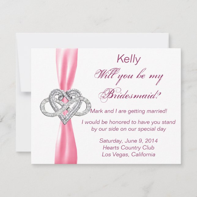 Pink Infinity Heart Bridesmaid Card (Front)