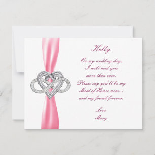 Pink Infinity Heart Maid Of Honour Card