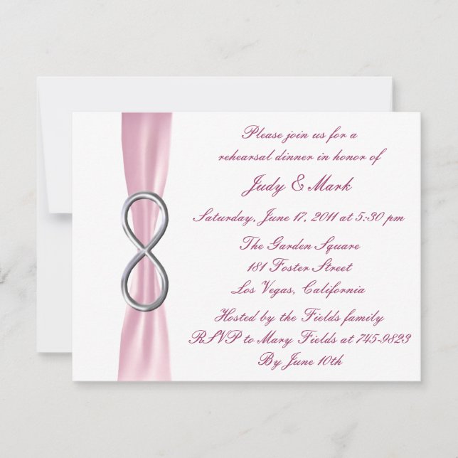 Pink Infinity Wedding Rehearsal Dinner Invitation (Front)