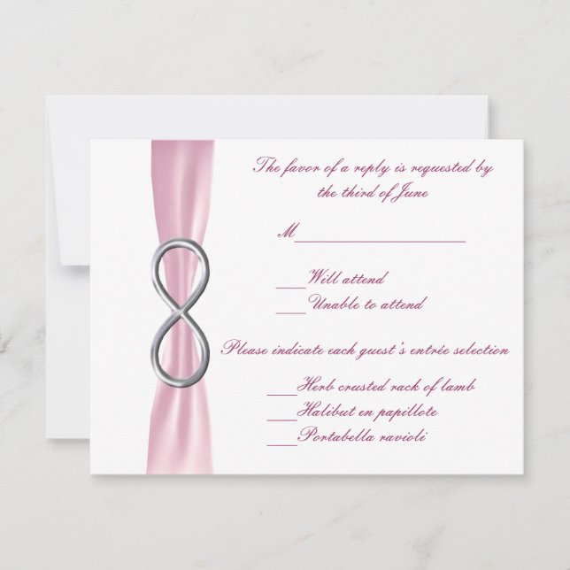 Pink Infinity Wedding Response Card (Front)
