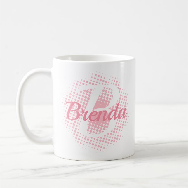 Pink Initial Letter Custom Name Coffee Mug (Left)
