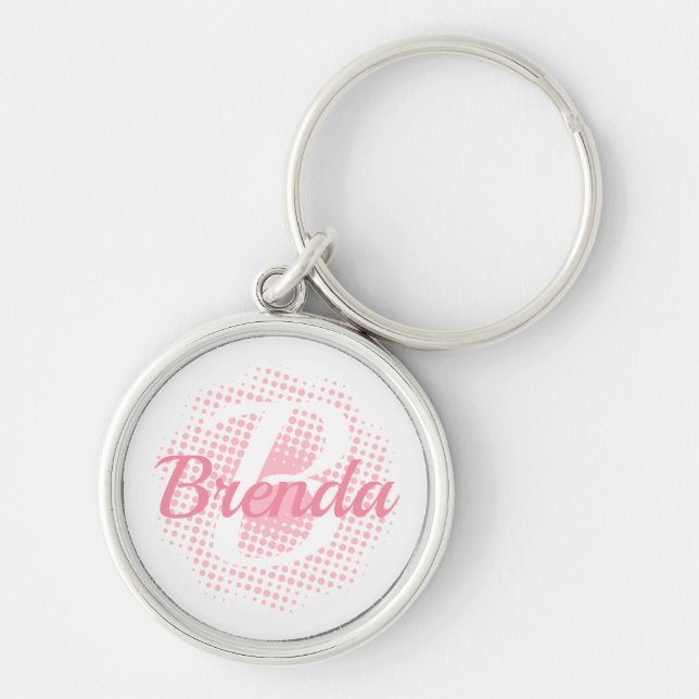 Pink Initial Letter Custom Name Key Ring (Front)
