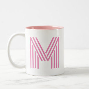 Pink initial letter/ Monogram Two-Tone Coffee Mug