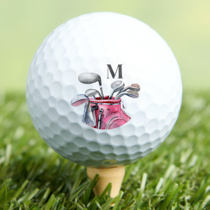 Pink Initial Monogram Golf Balls