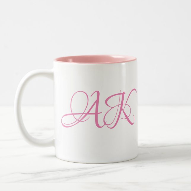Pink Initial Monogram Mug - CUSTOMIZABLE! (Left)