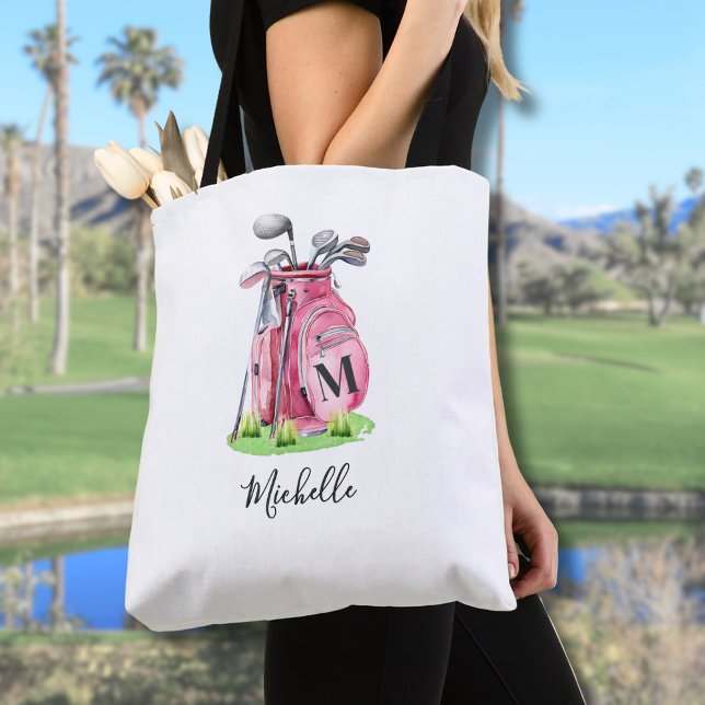 Pink Initial Name Monogram Tote Bag (Pink Initial Name Monogram Tote Bag)
