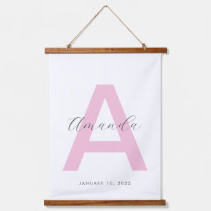 Pink Initial Name Personalised Hanging Tapestry