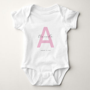Pink Initial Name Personalized Baby Bodysuit