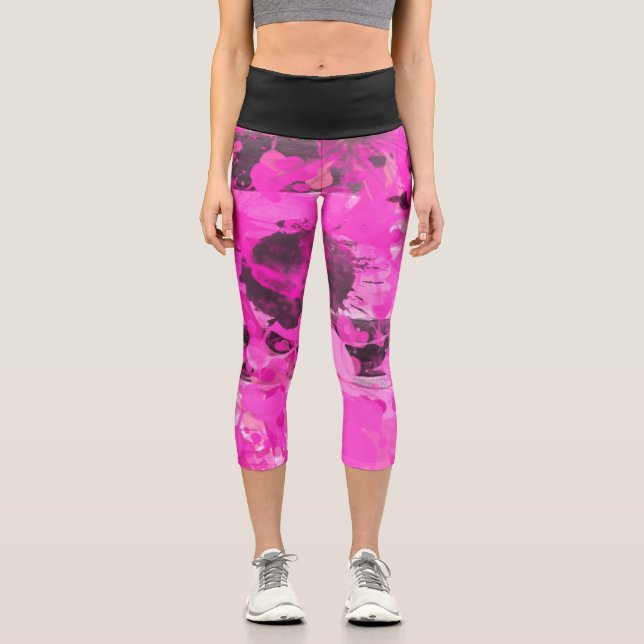 Pink Ink Capri Leggings (Front)