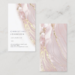 pink ink marble business card
