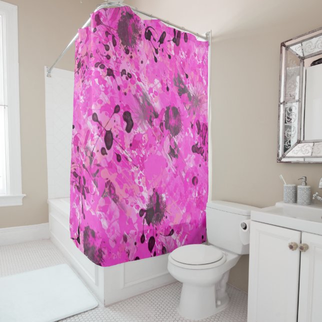 Pink Ink Shower Curtain (In Situ)
