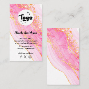 pink ink simulated foil design business card