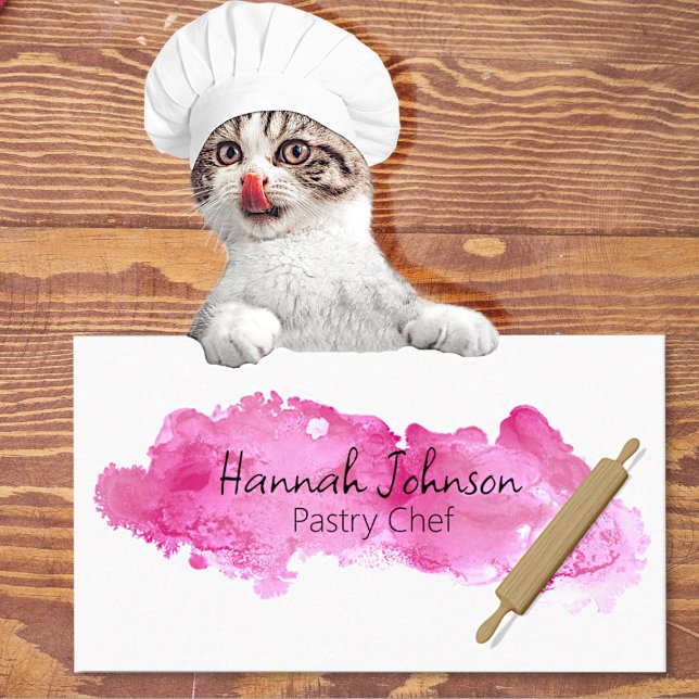 Pink Ink Stain Pastry Chef Business Card (Creator Uploaded)