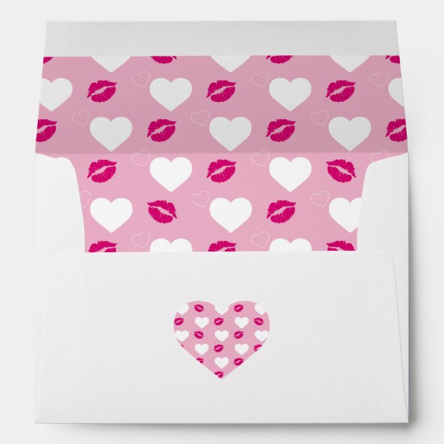 Pink inside with white hearts and hot pink lips envelopes (Back (Bottom))