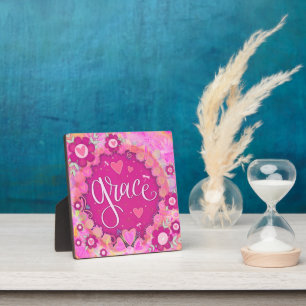Pink Inspirational Floral Pretty Grace Plaque