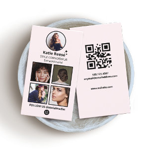 Pink Instagram Photo Social Media, Follow Us  Business Card