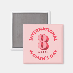 Pink International Women's Day 8th March Magnet