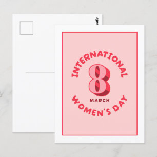 Pink International Women's Day 8th March Postcard
