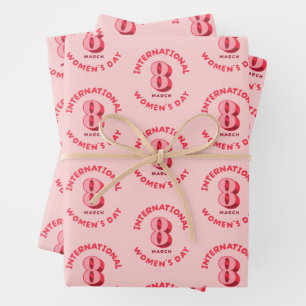 Pink International Women's Day 8th March Wrapping Paper Sheet