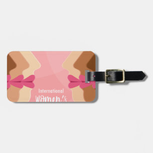 pink international womens day luggage tag