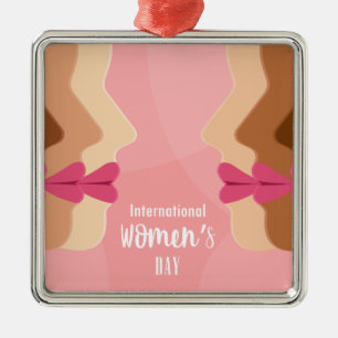 pink international womens day metal tree decoration