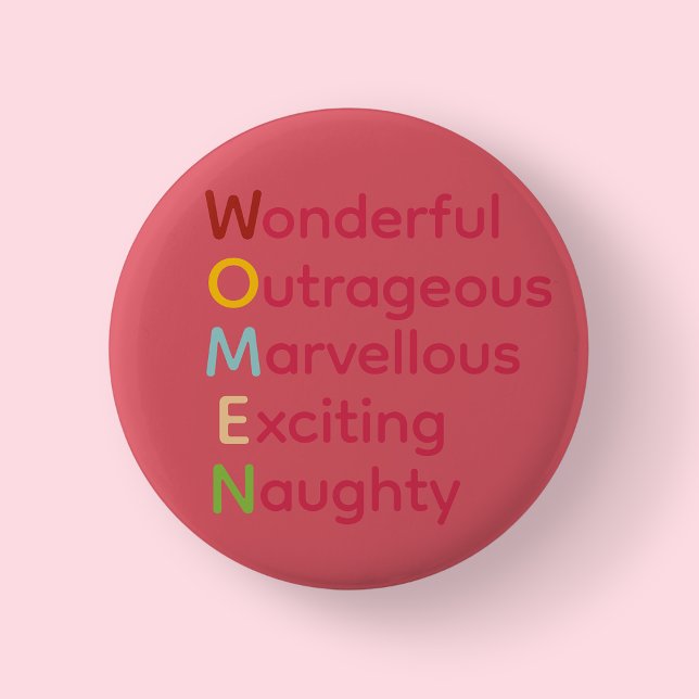 Pink International Women's Day Typography Button (International Women's Day Badge)
