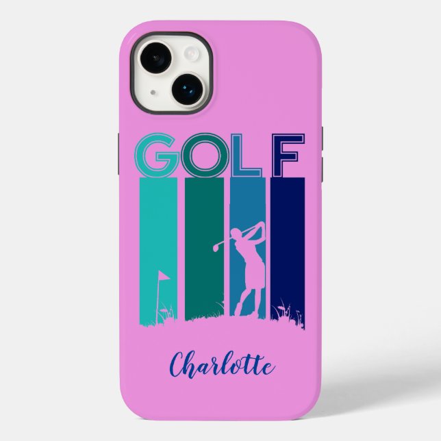 Pink iPhone 14 Golfer Cell Phone Case (Back)