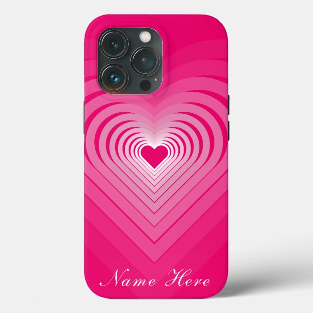 Pink iPhone Case Gift with Hearts Custom Your Name (Back)