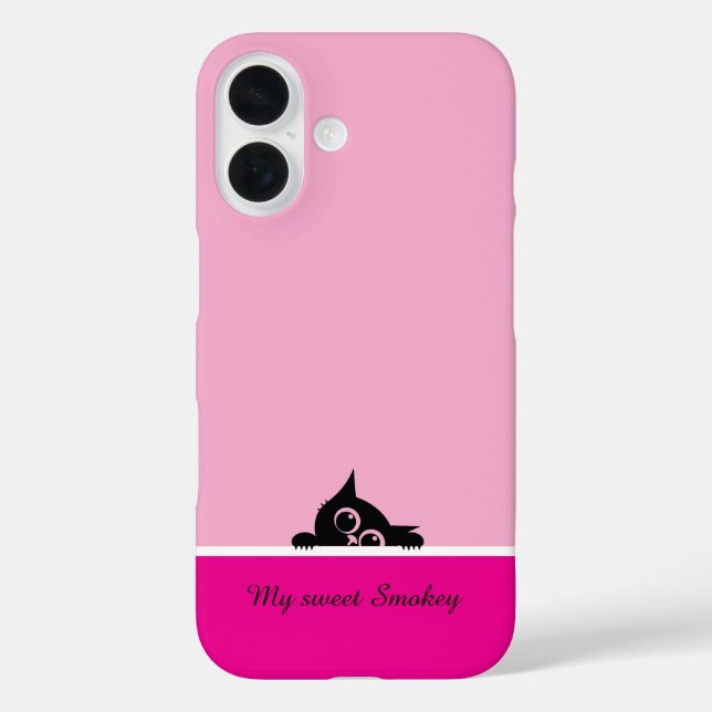 Pink iPhone Case with Cute Kitten Design (Back)