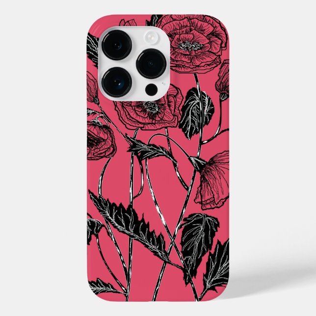 Pink iPhone Case with Flowers - Choose Colour (Back)