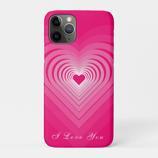 Pink iPhone Case with Hearts and Text - I Love You (Back)