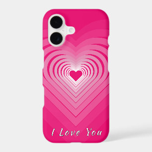 Pink iPhone Case with Hearts - I Love You