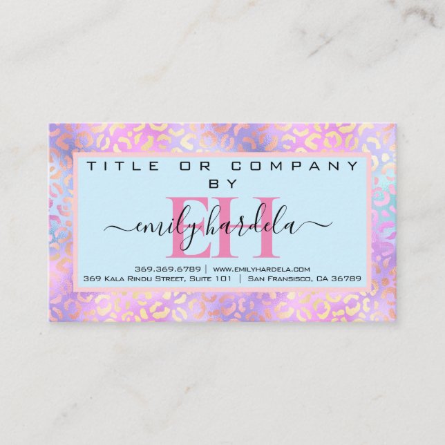 Pink Iredescent Leopard Professional Business Card (Front)