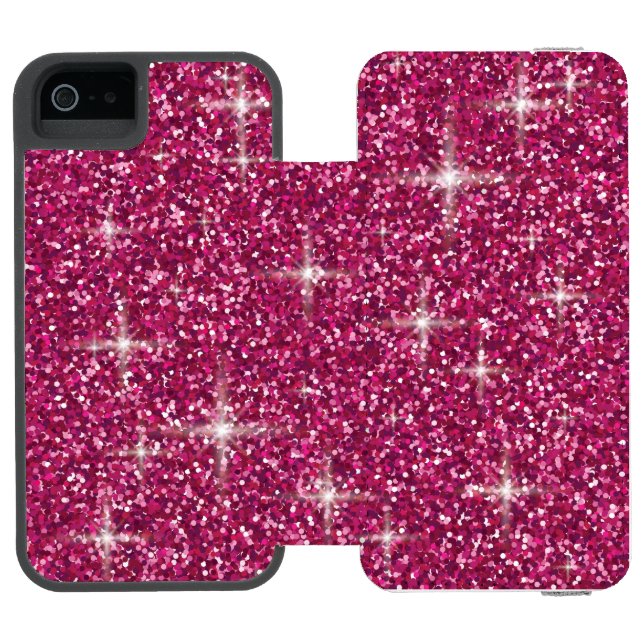 Pink iridescent glitter incipio iPhone wallet case (Folio Open)