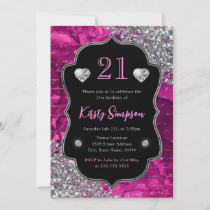 Pink Iridescent Mermaid Letters 21st Birthday Invitation