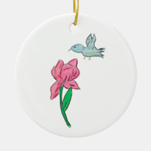 Pink Iris  Ceramic Tree Decoration
