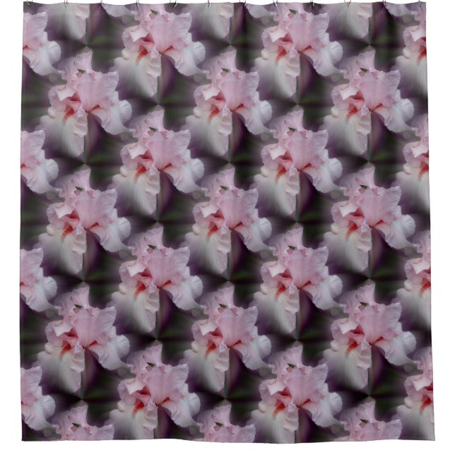Pink Iris Flower Pattern Shower Curtain (Front)